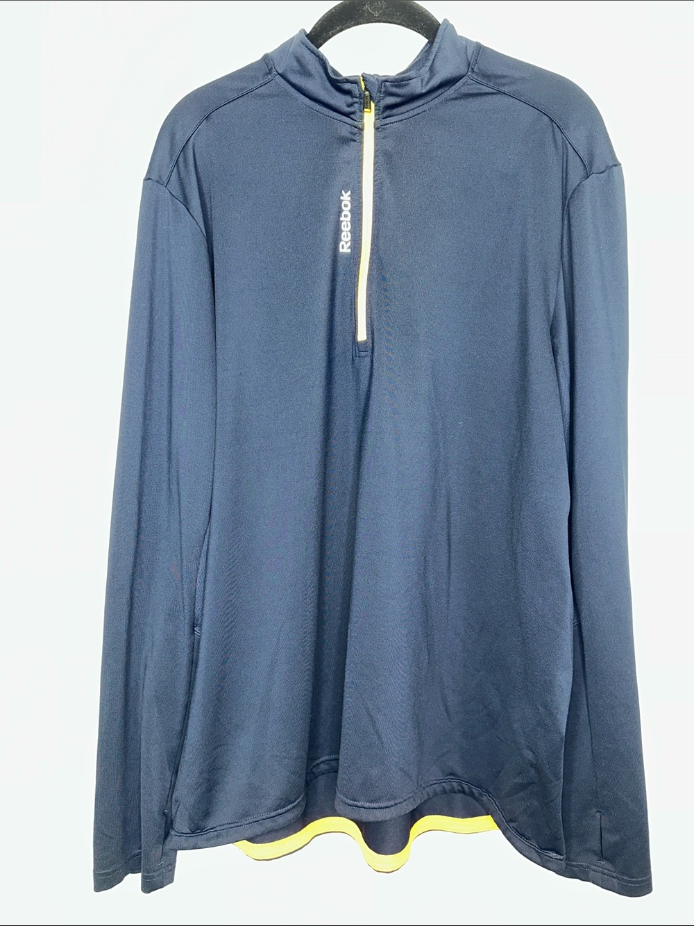Reebok Men's Navy Zip-Up Pullover with Yellow Accents